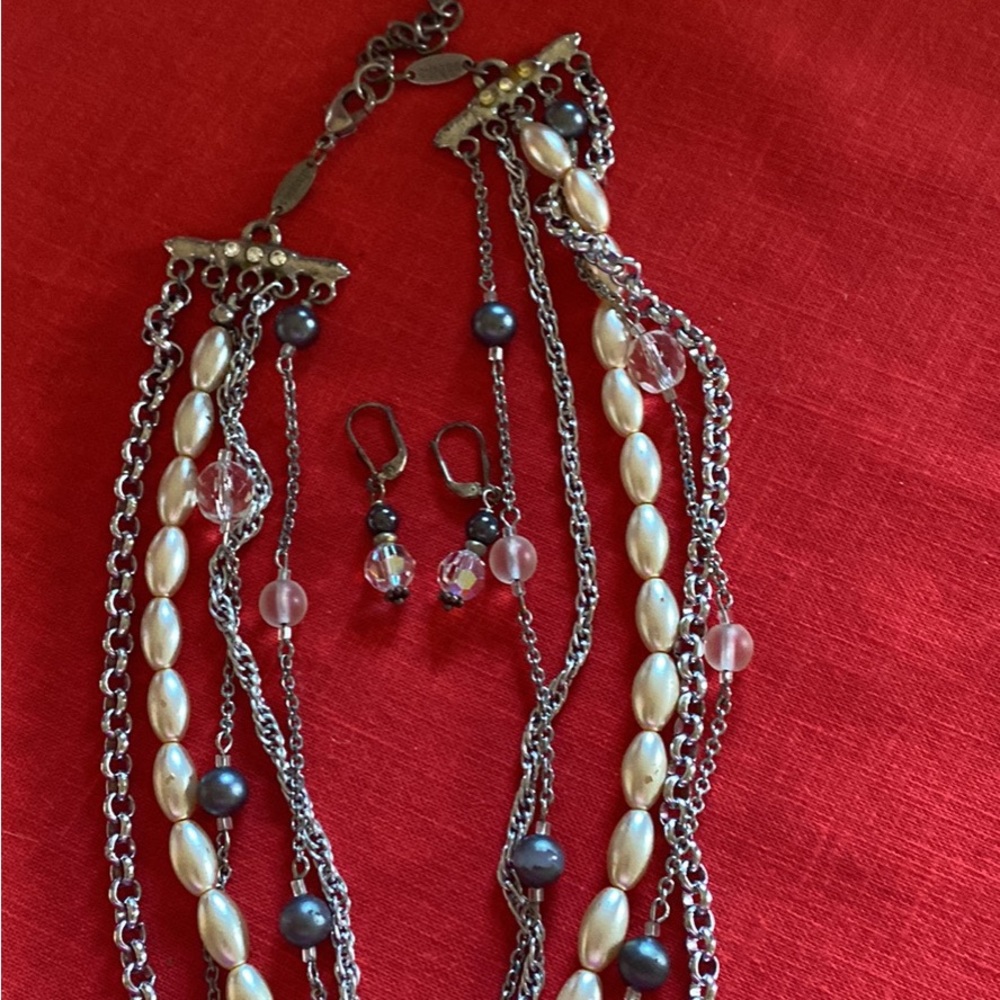 Multi strand necklace and earrings